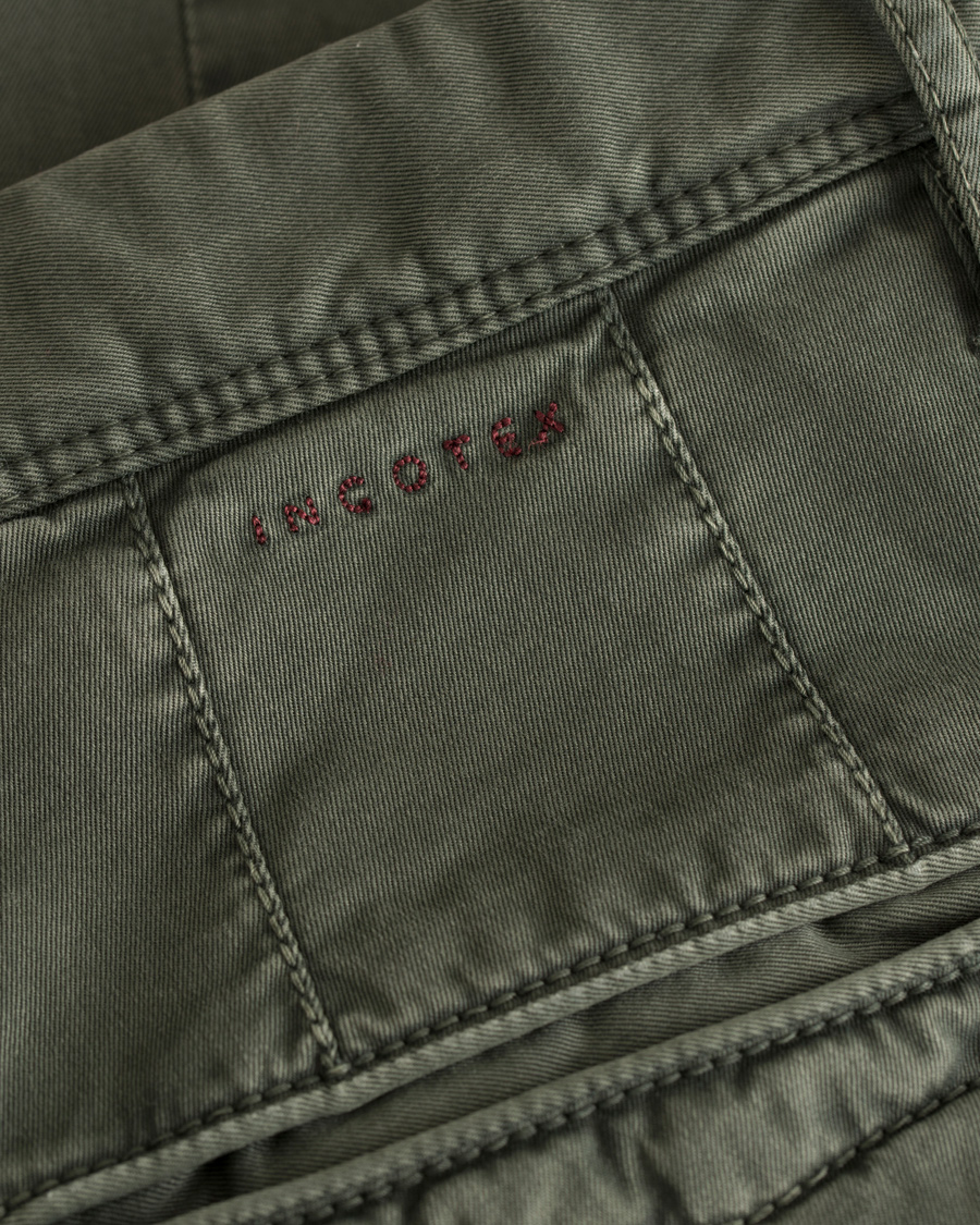 Herre | Bukser | Incotex | Slim Fit Stretch Slacks Army Green