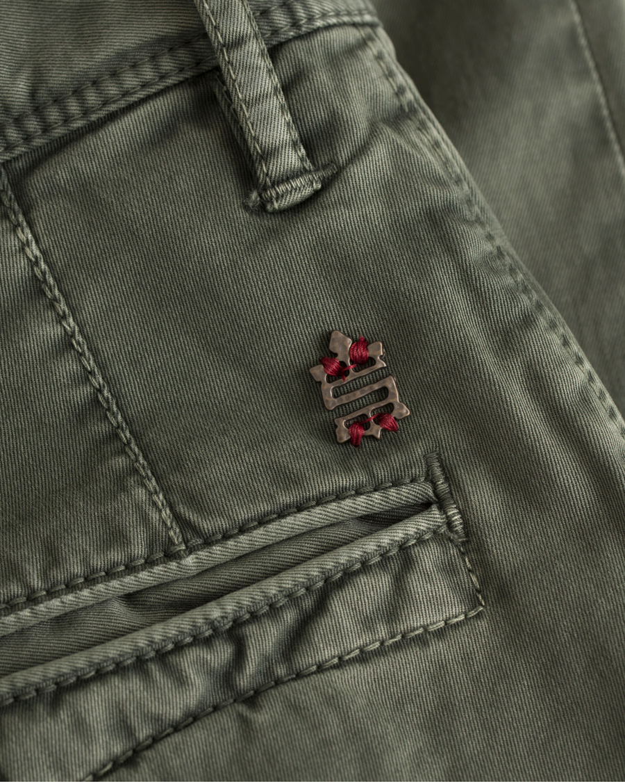 Herre | Bukser | Incotex | Slim Fit Stretch Slacks Army Green
