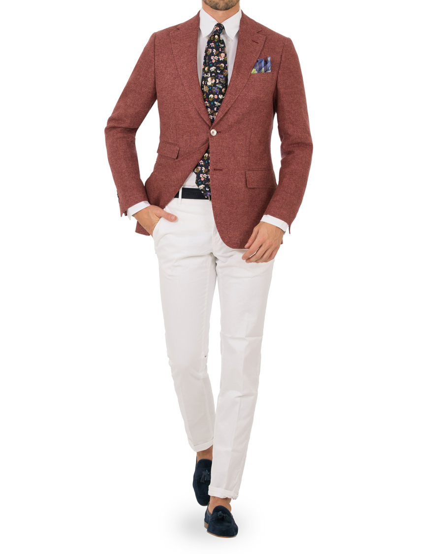 Herre | Bukser | Incotex | Slim Fit Stretch Slacks White