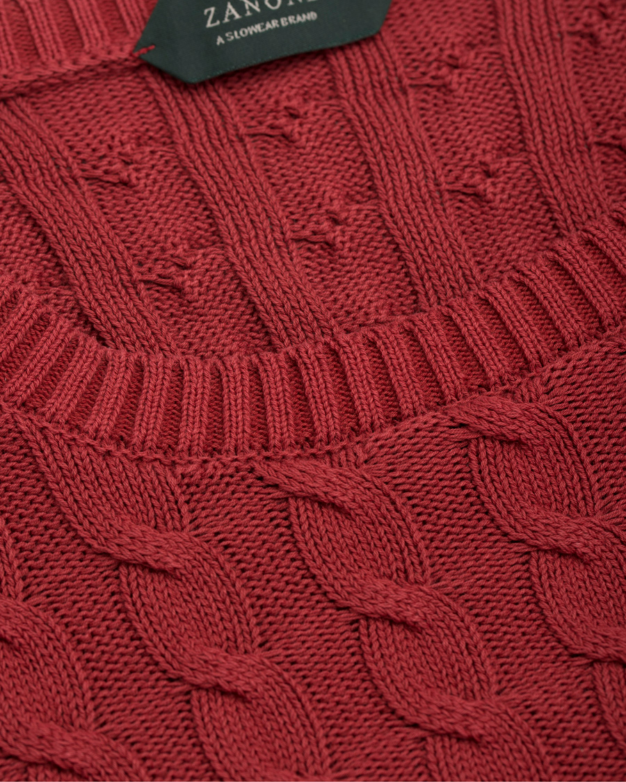Herre | Gensere | Zanone | Cotton Cable Sweater Bordeaux Red
