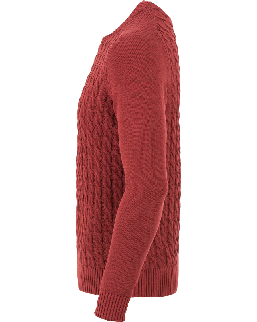Herre | Gensere | Zanone | Cotton Cable Sweater Bordeaux Red
