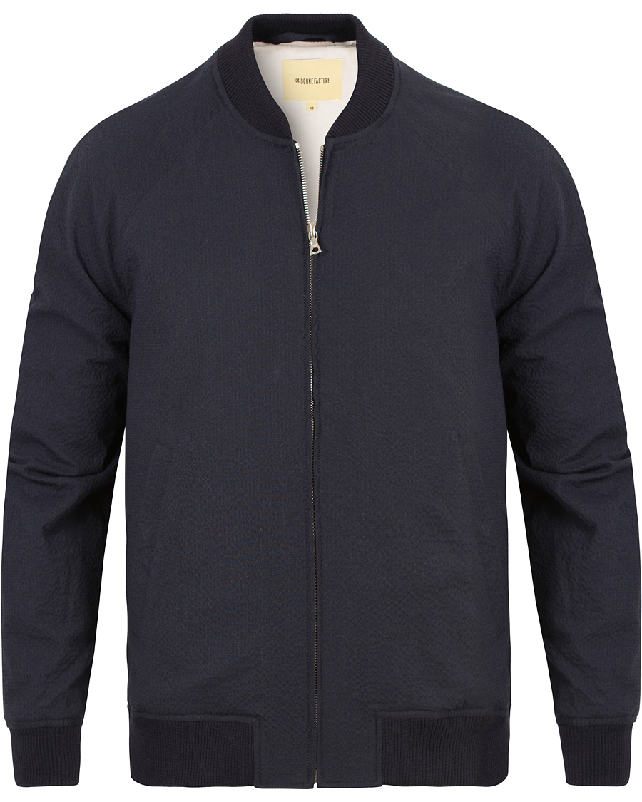 Herre | Jakker | De Bonne Facture | Jockey Plain Seersucker Jacket Navy