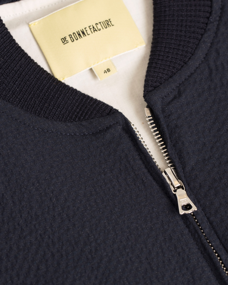 Herre | Jakker | De Bonne Facture | Jockey Plain Seersucker Jacket Navy