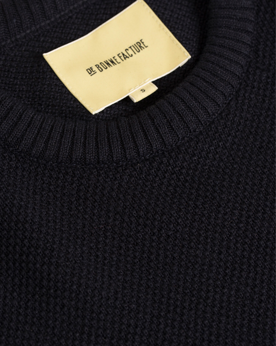 Herre | Gensere | De Bonne Facture | Breton Wool and Linnen Knit Navy