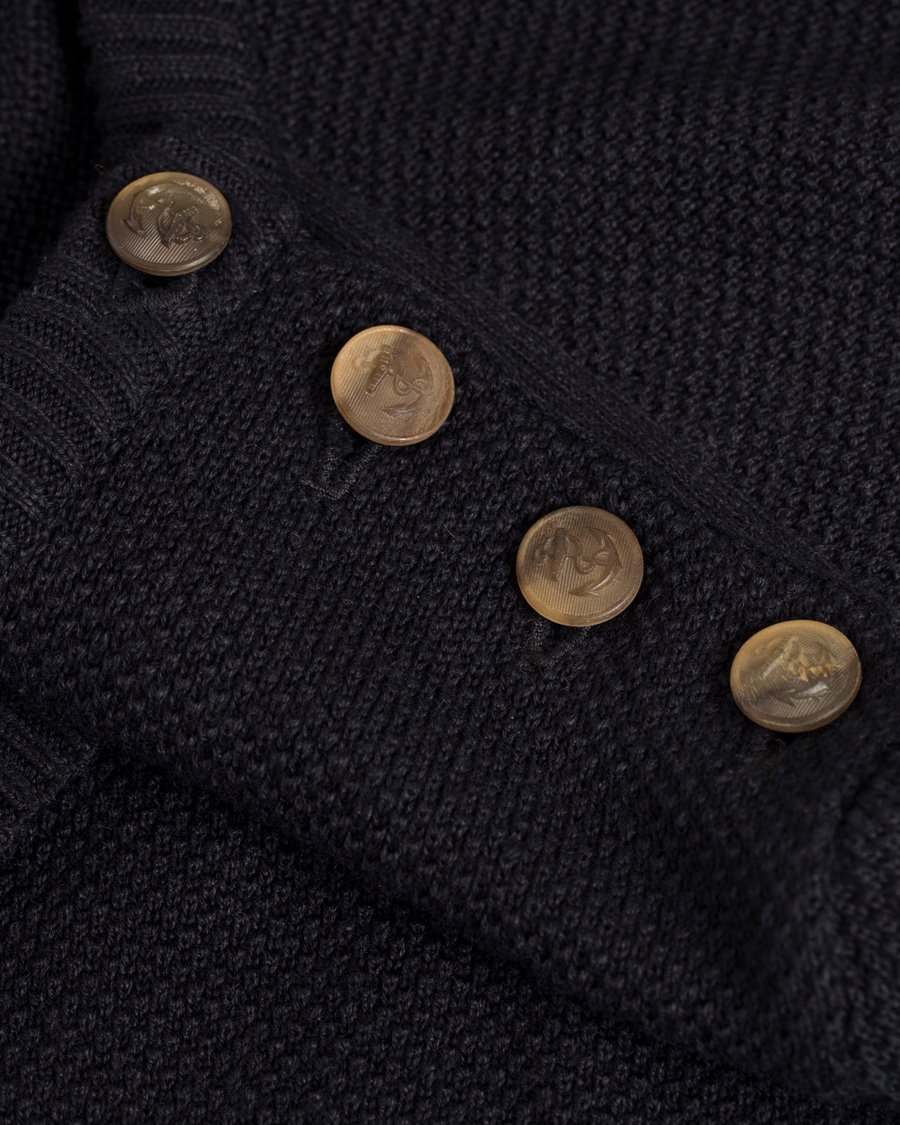 Herre | Gensere | De Bonne Facture | Breton Wool and Linnen Knit Navy