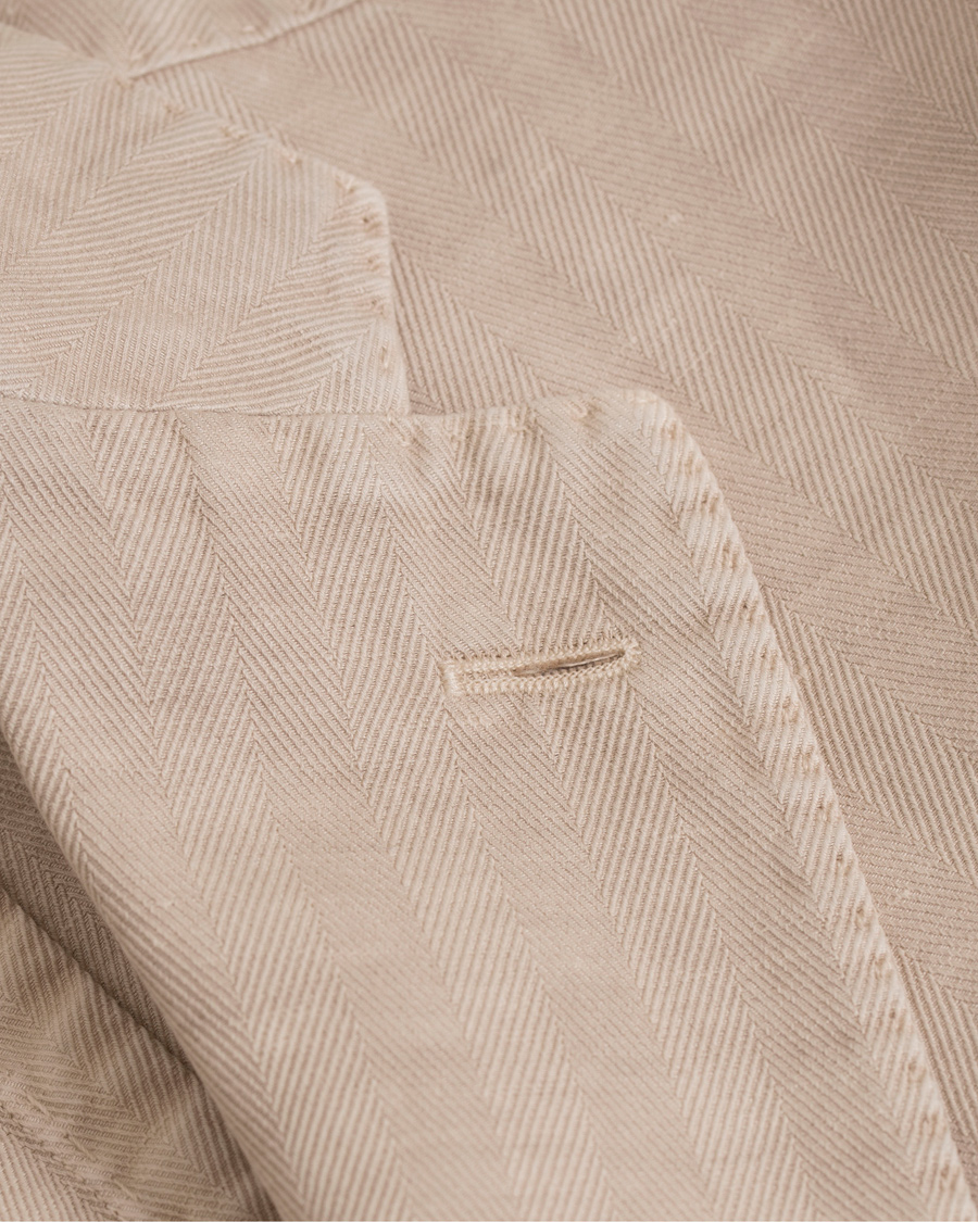 Herre | Dresser | Boglioli | K Jacket Cotton/Linen Herringbone Suit Beige