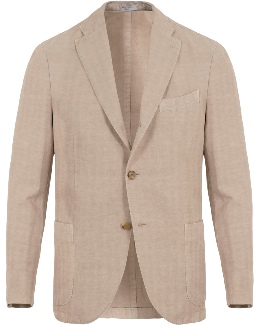 Herre | Dresser | Boglioli | K Jacket Cotton/Linen Herringbone Suit Beige