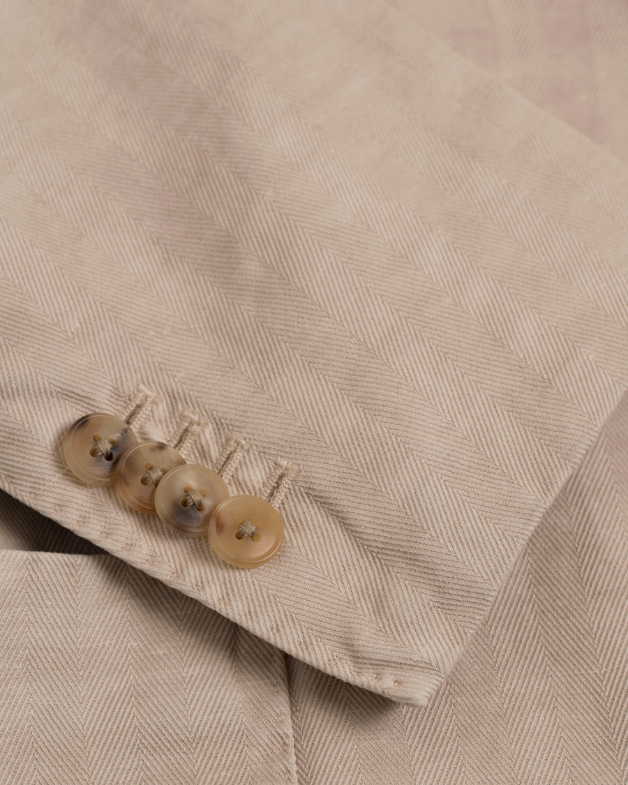 Herre | Dresser | Boglioli | K Jacket Cotton/Linen Herringbone Suit Beige