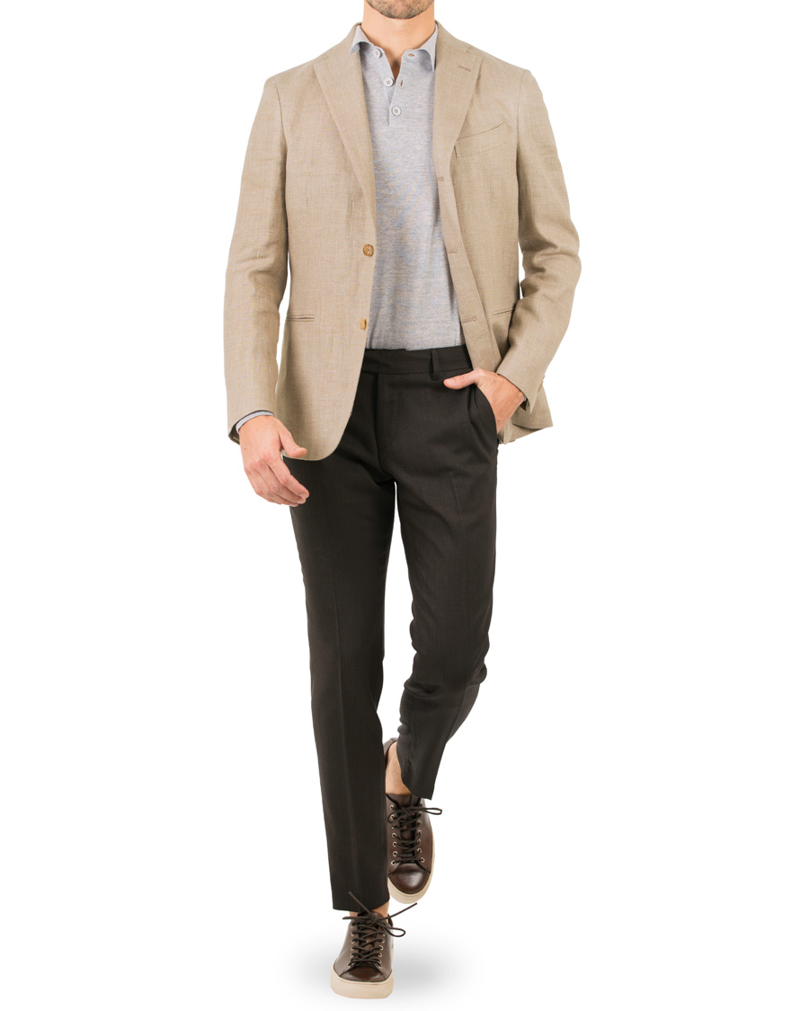 Herre | Dressjakker | Boglioli | K Jacket Linen/Wool Herringbone Blazer Beige