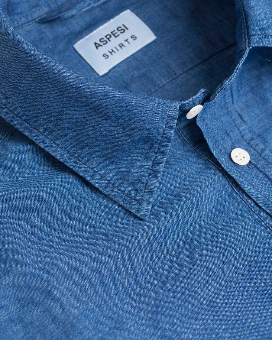 Herre | Skjorter | Aspesi | Popover Linen/Cotton Shirt Blue
