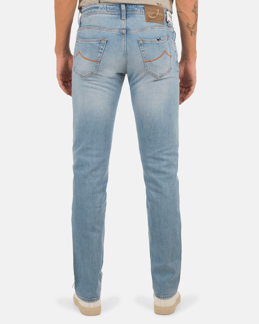 Herre | Jeans | Jacob Cohën | Jacob Cohen 622 Washed Slim Jeans Light Blue