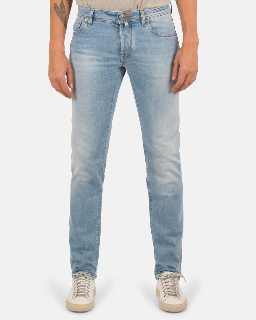 Herre | Jeans | Jacob Cohën | Jacob Cohen 622 Washed Slim Jeans Light Blue