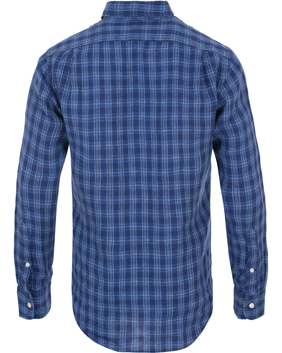 Herre | Skjorter | Polo Ralph Lauren | Slim Fit Linen Check Shirt Ocean Blue