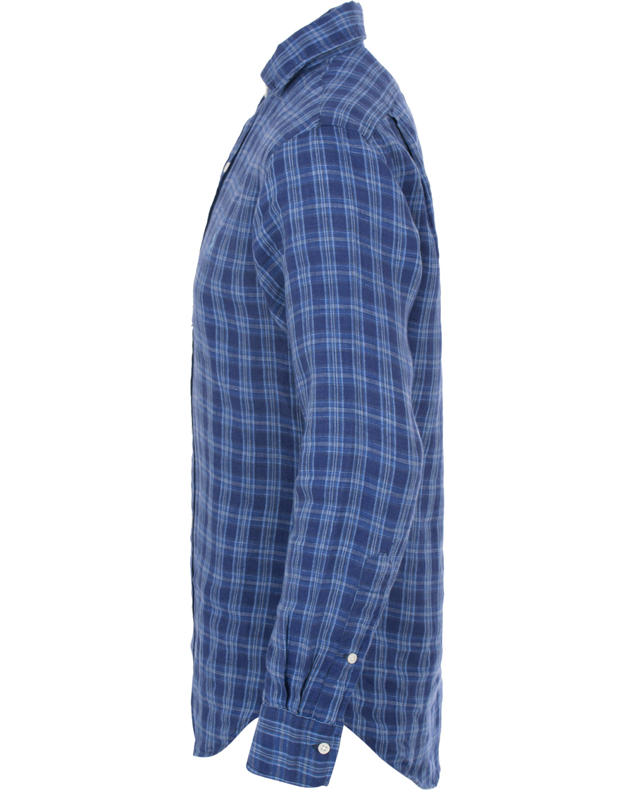 Herre | Skjorter | Polo Ralph Lauren | Slim Fit Linen Check Shirt Ocean Blue