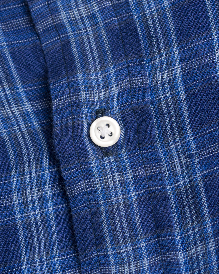 Herre | Skjorter | Polo Ralph Lauren | Slim Fit Linen Check Shirt Ocean Blue