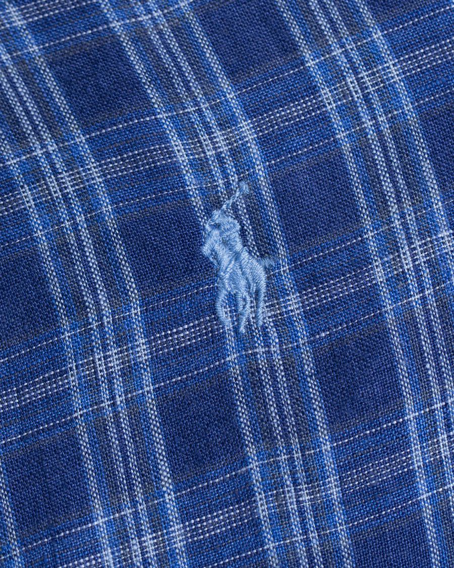 Herre | Skjorter | Polo Ralph Lauren | Slim Fit Linen Check Shirt Ocean Blue