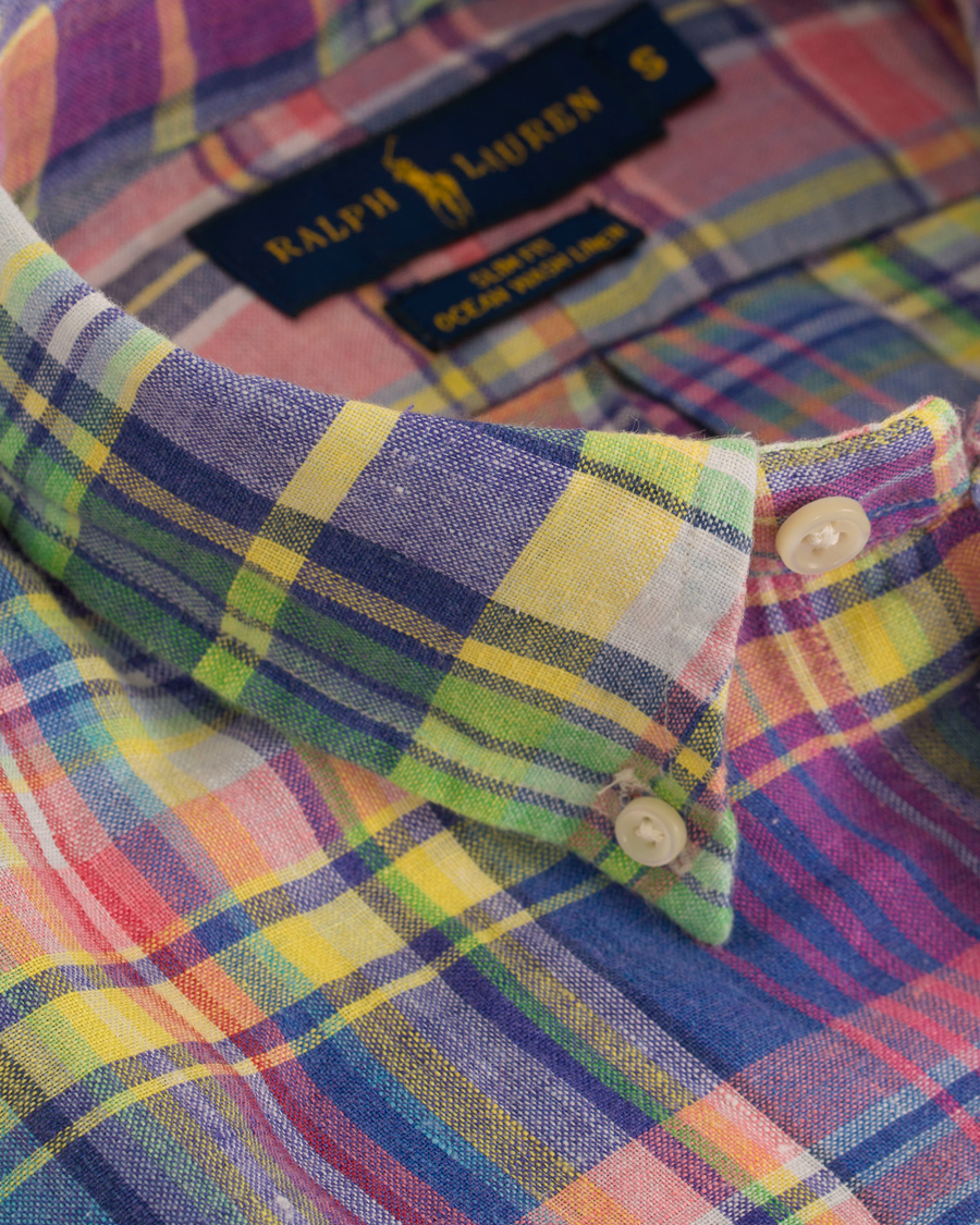 Herre | Skjorter | Polo Ralph Lauren | Slim Fit Linen Check Shirt Chroma Blue