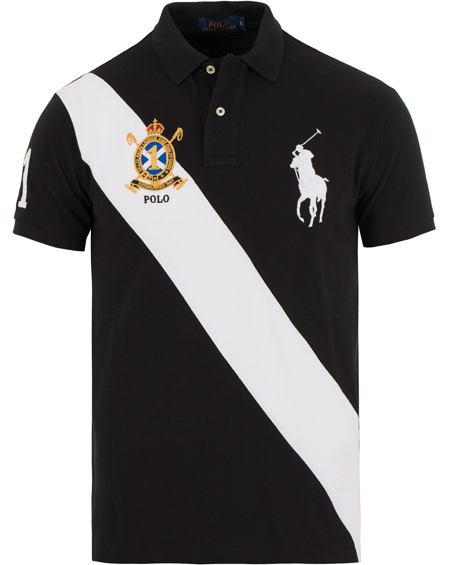 Herre | Pikéer | Polo Ralph Lauren | Custom Fit Big Pony Diagonal Stripe Polo Black/White