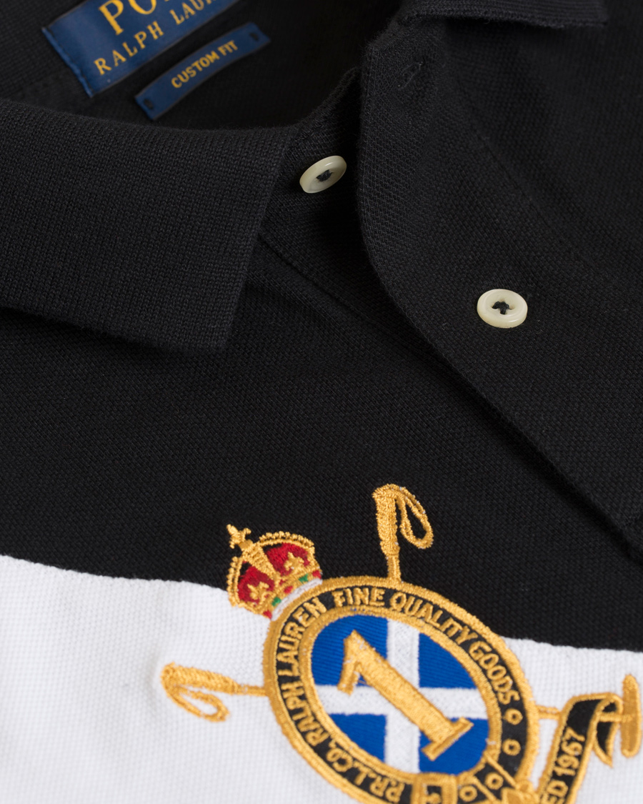 Herre | Pikéer | Polo Ralph Lauren | Custom Fit Big Pony Diagonal Stripe Polo Black/White