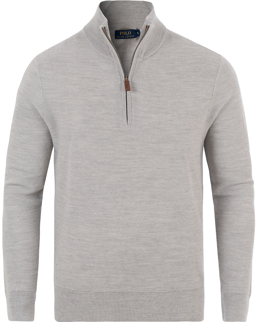 Herre | Gensere | Polo Ralph Lauren | Cotton/Silk/Cashmere Half Zip Honeycomb Grey Heather