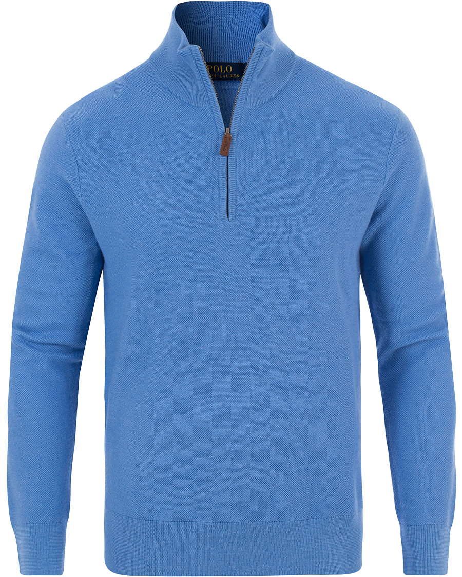 Herre | Gensere | Polo Ralph Lauren | Cotton/Silk/Cashmere Half Zip Honeycomb Aerial Blue
