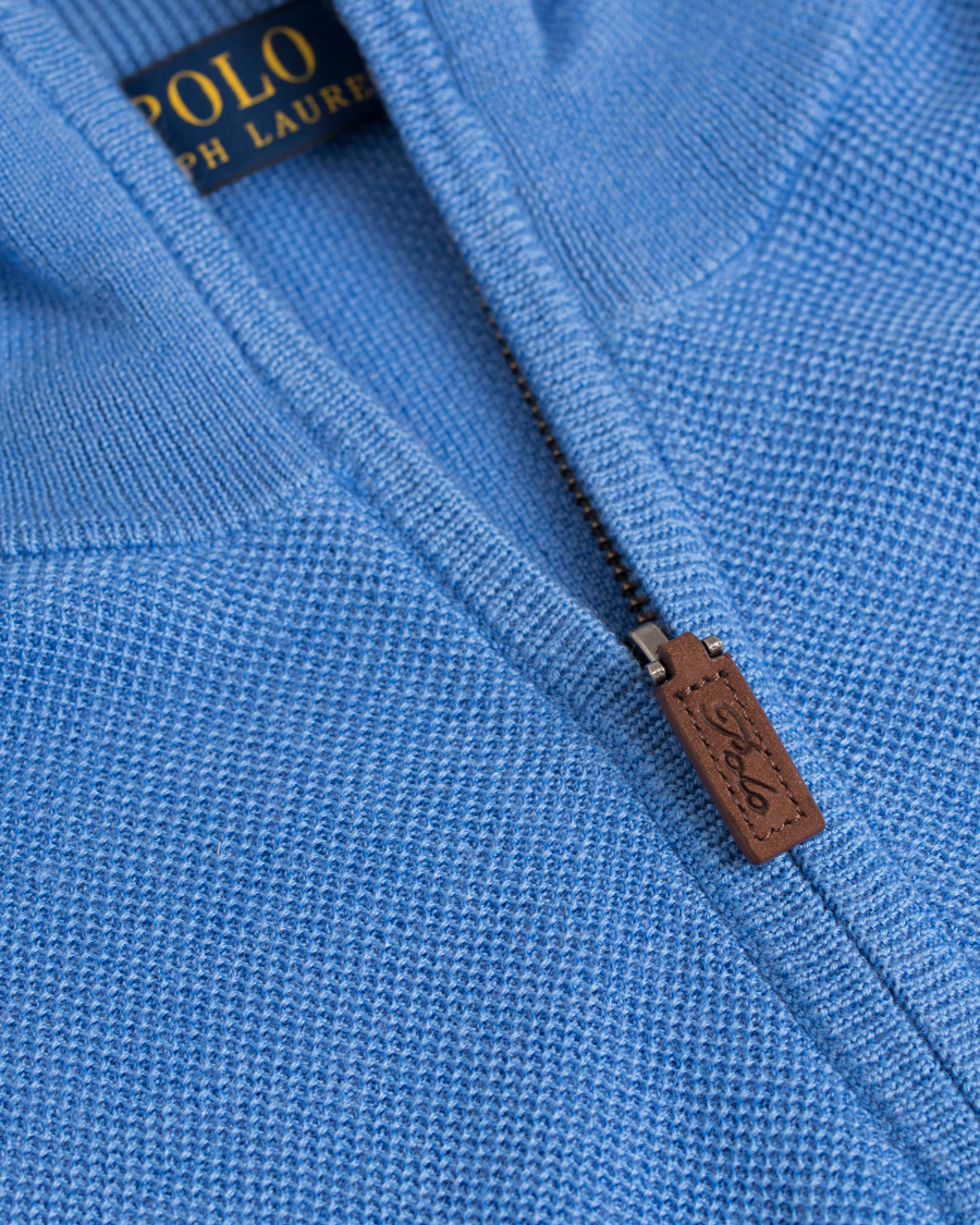 Herre | Gensere | Polo Ralph Lauren | Cotton/Silk/Cashmere Half Zip Honeycomb Aerial Blue