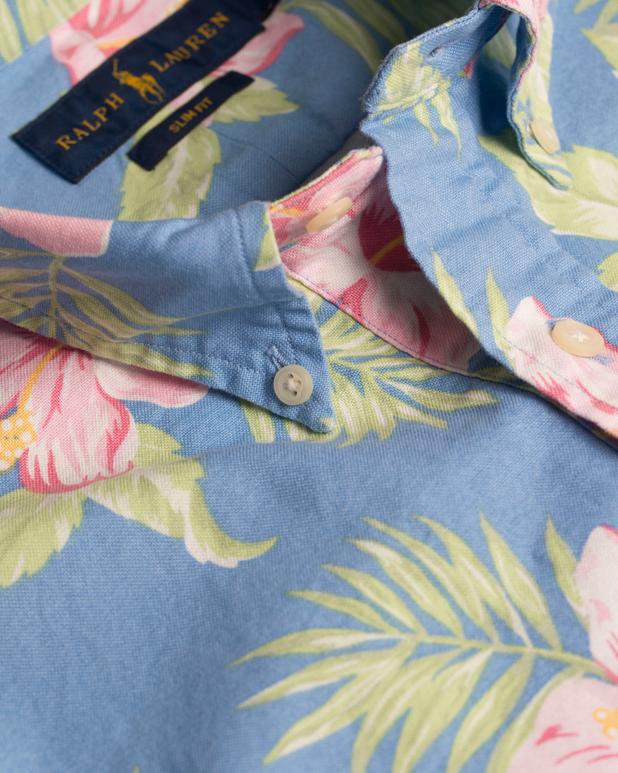 Herre | Skjorter | Polo Ralph Lauren | Slim Fit Oxford Short Sleeve Flower Shirt Pastal