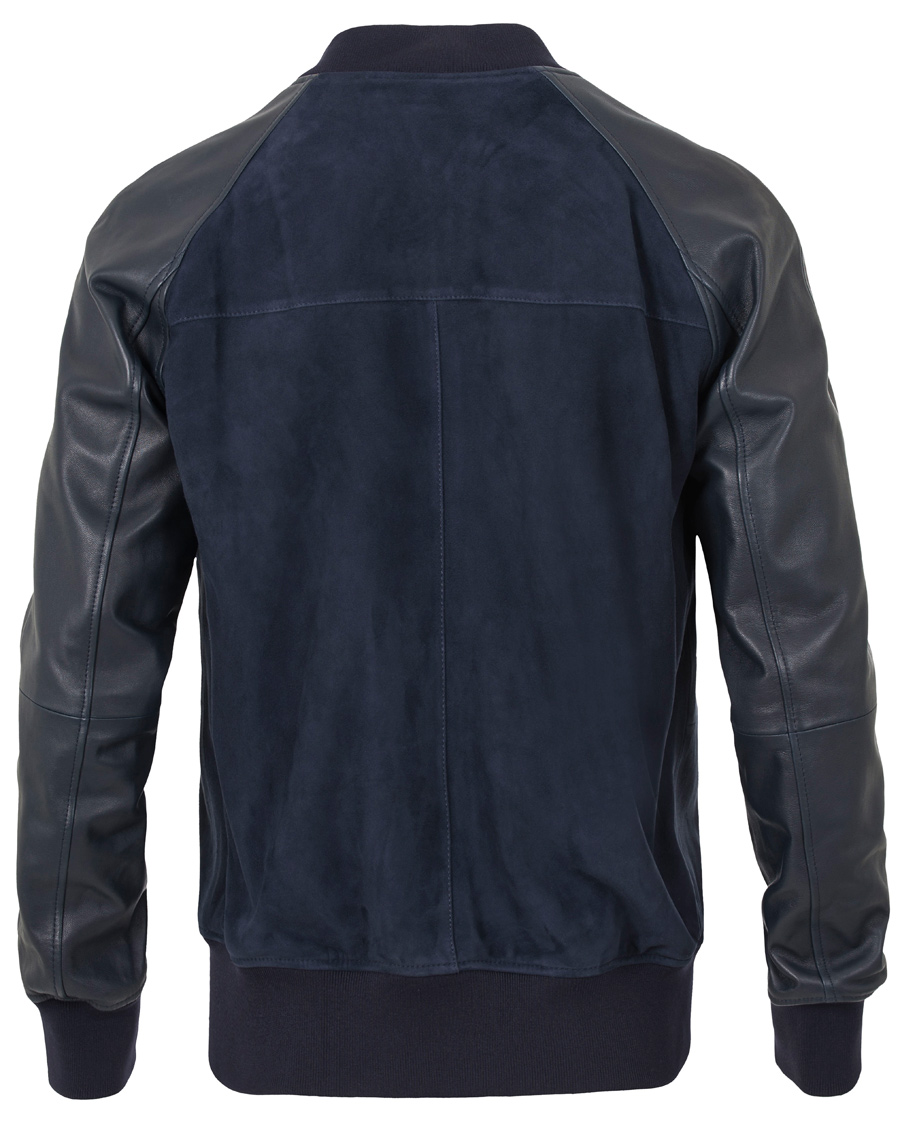 Herre | Jakker | GANT Diamond G | Leather/Suede Bomber Jacket Marine