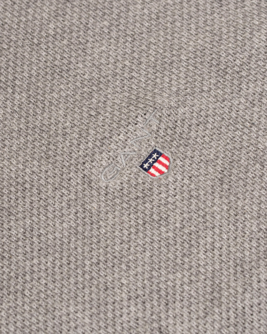 Herre | Gensere | GANT | Cotton Pique Crew Neck Grey Melange