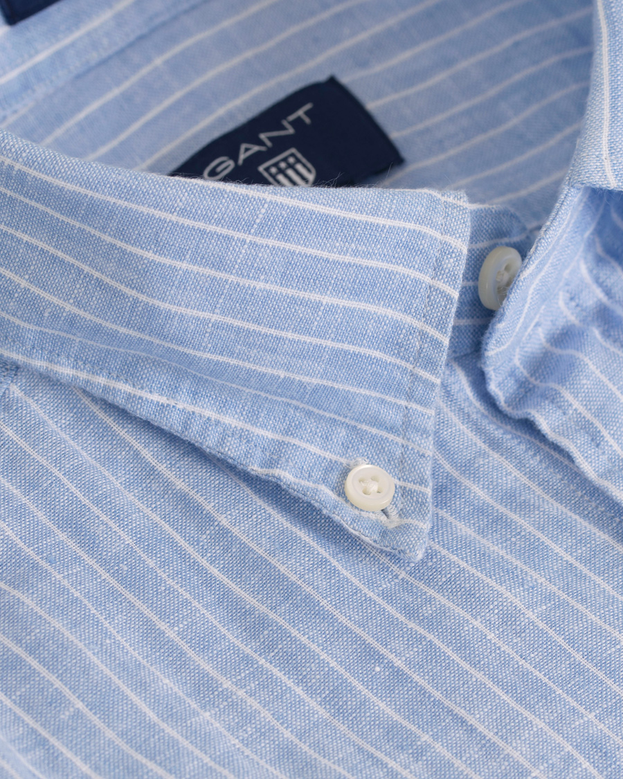 Herre | Skjorter | GANT | Fitted Body Linen Stripe Shirt Capri Blue