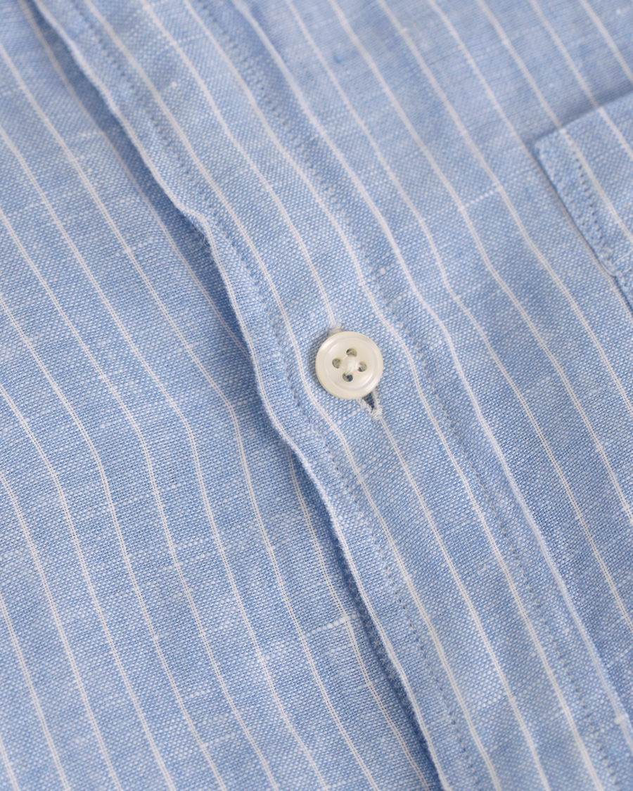 Herre | Skjorter | GANT | Fitted Body Linen Stripe Shirt Capri Blue