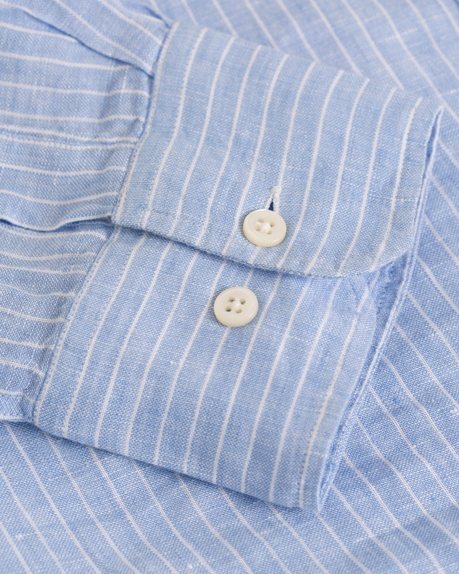 Herre | Skjorter | GANT | Fitted Body Linen Stripe Shirt Capri Blue
