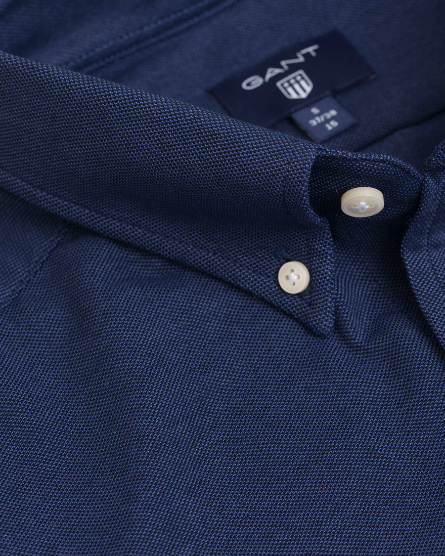 Herre | Skjorter | GANT | Fitted Body Tech Prep Pique Shirt Navy