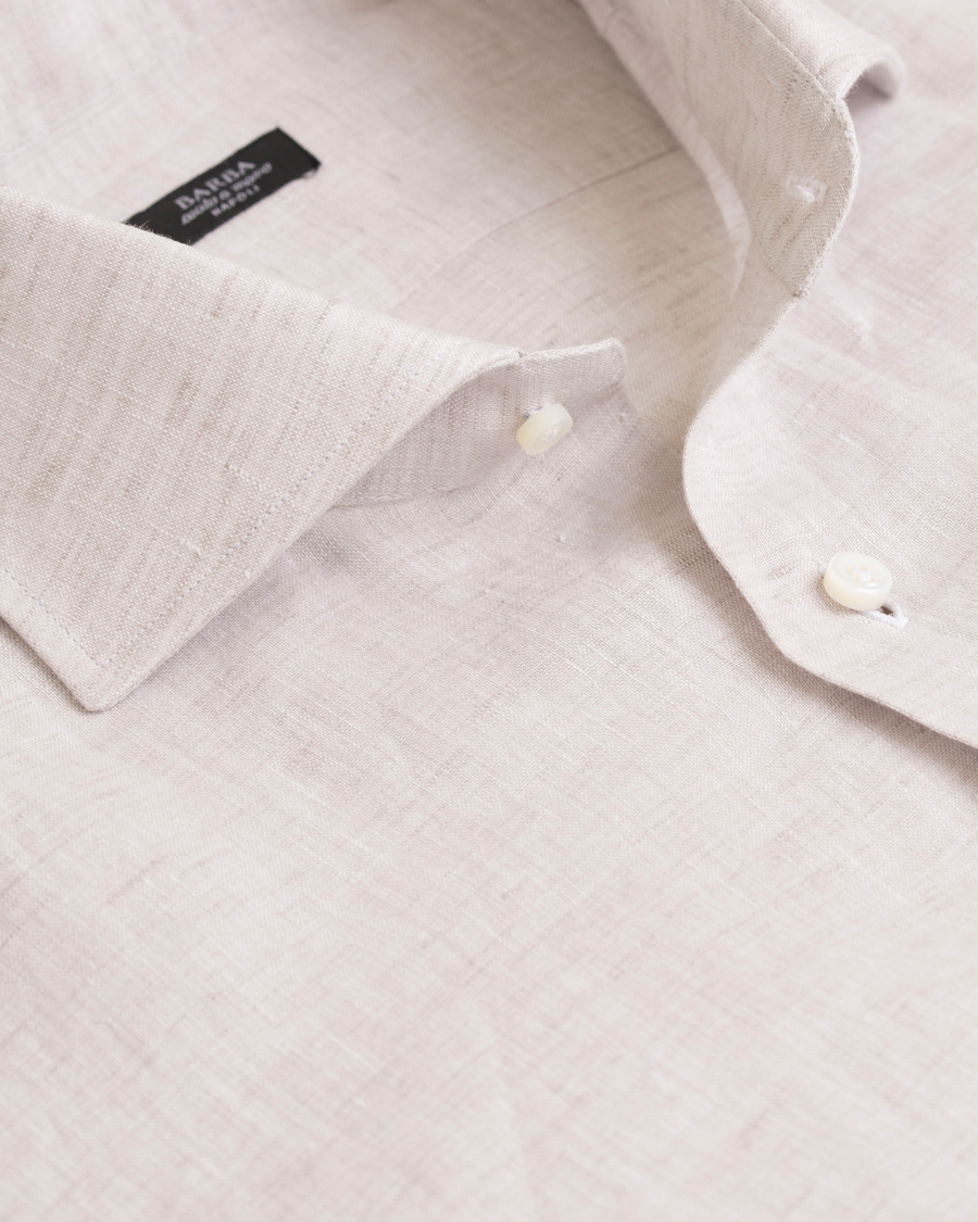 Herre | Skjorter | Barba Napoli | Slim Fit Linen Shirt Beige