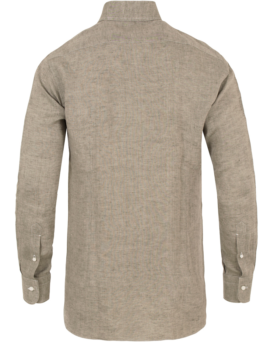 Herre | Skjorter | Barba Napoli | Slim Fit Linen Shirt Green