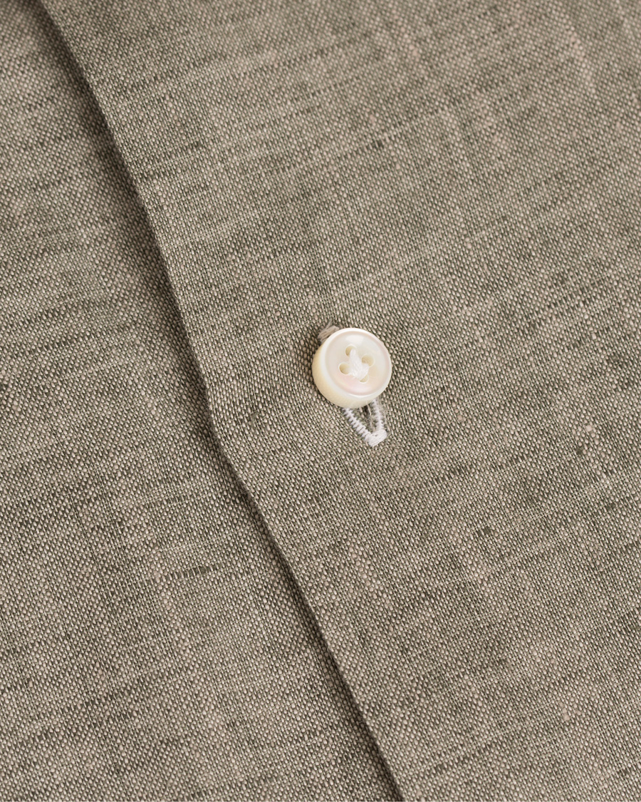 Herre | Skjorter | Barba Napoli | Slim Fit Linen Shirt Green
