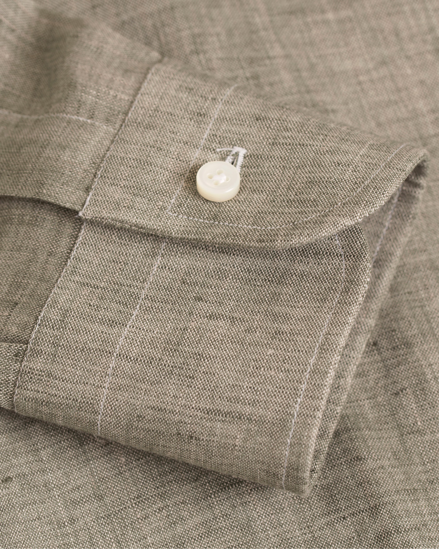 Herre | Skjorter | Barba Napoli | Slim Fit Linen Shirt Green