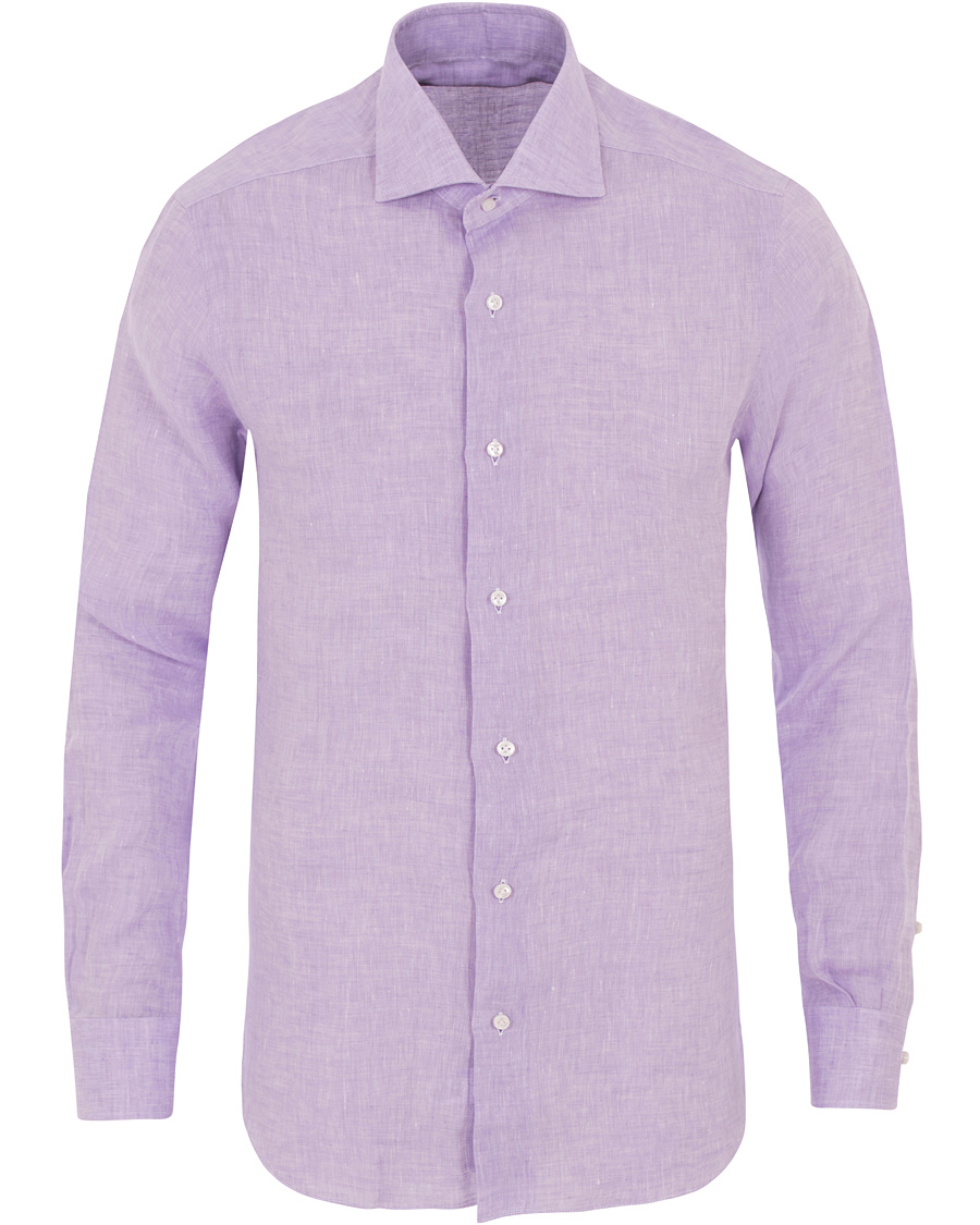 Herre | Skjorter | Barba Napoli | Slim Fit Linen Shirt Lavendel