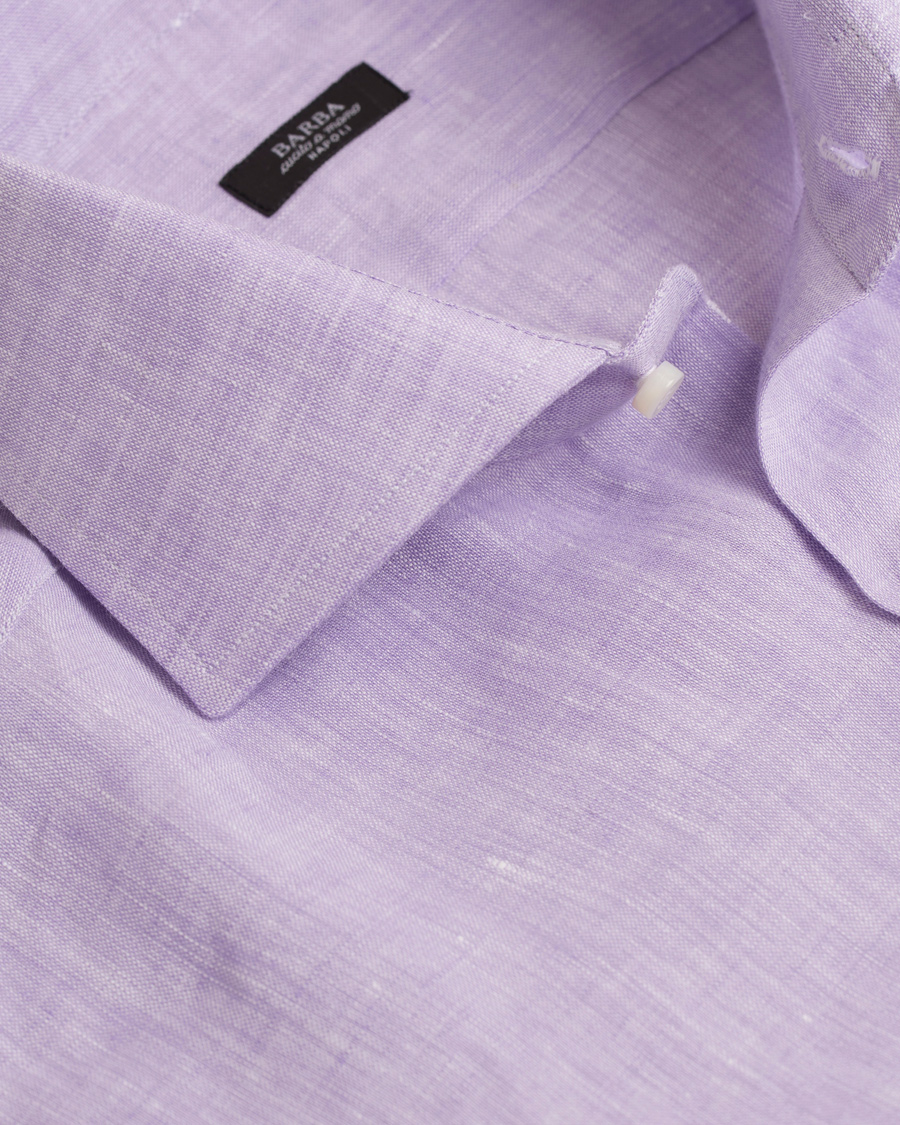 Herre | Skjorter | Barba Napoli | Slim Fit Linen Shirt Lavendel