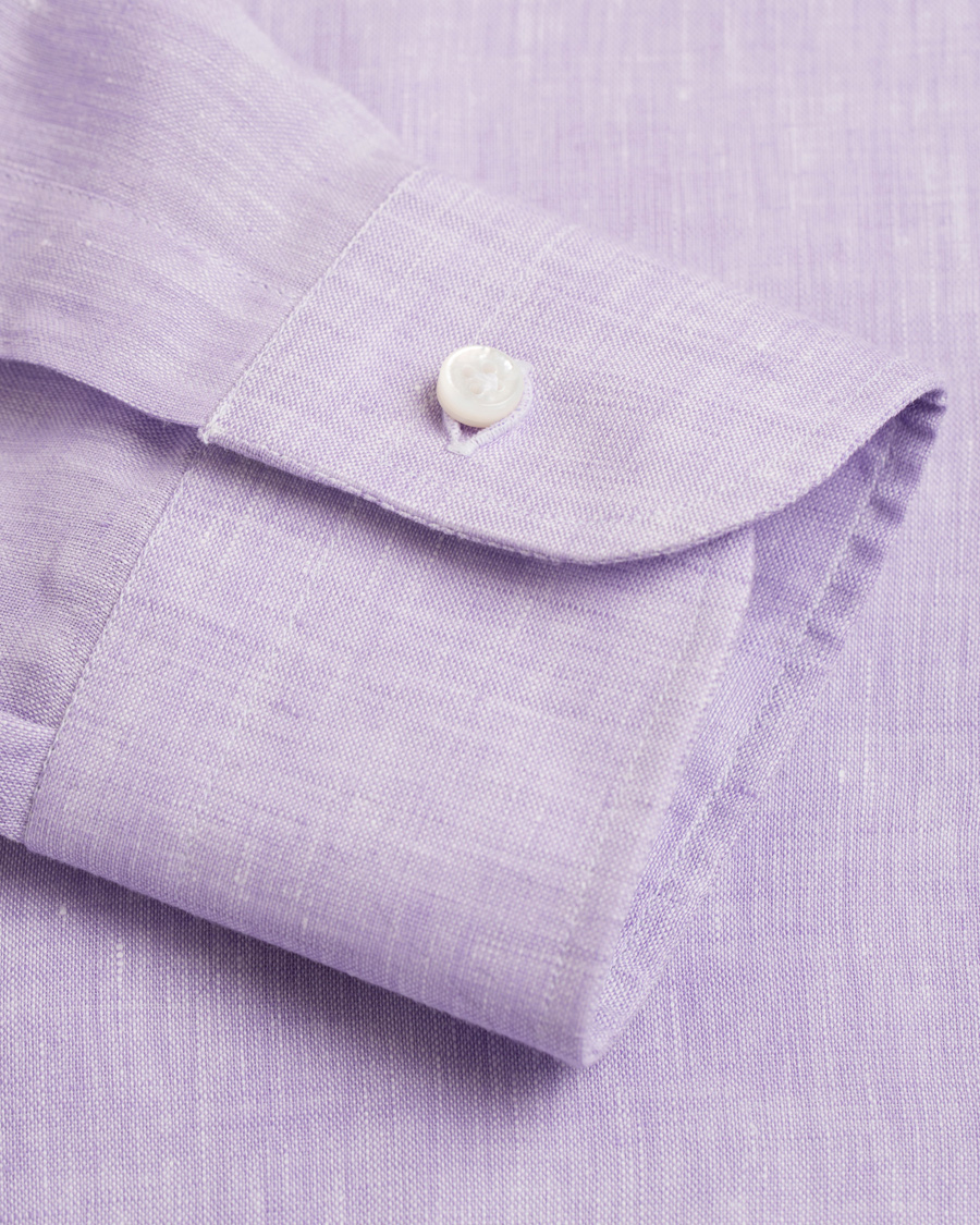Herre | Skjorter | Barba Napoli | Slim Fit Linen Shirt Lavendel