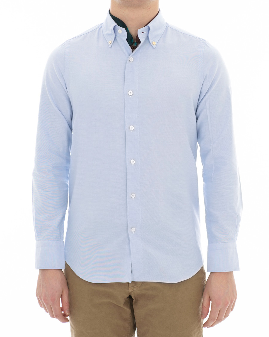 Herre | Skjorter | Finamore Napoli | Slim Fit Oxford Button Down Shirt Light Blue