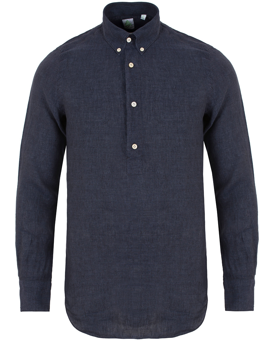 Herre | Skjorter | Finamore Napoli | Miami Popover Linen Shirt Navy
