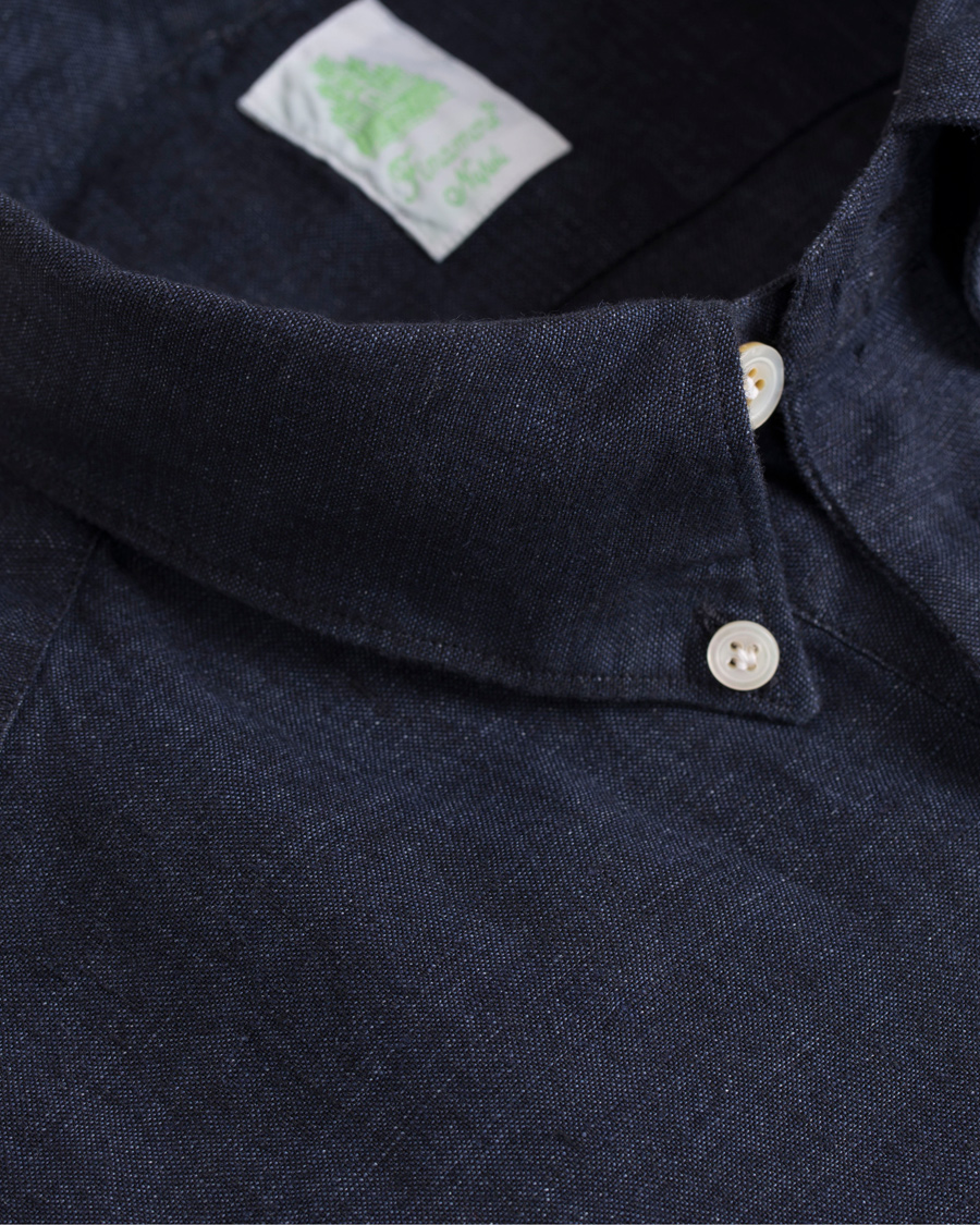 Herre | Skjorter | Finamore Napoli | Miami Popover Linen Shirt Navy
