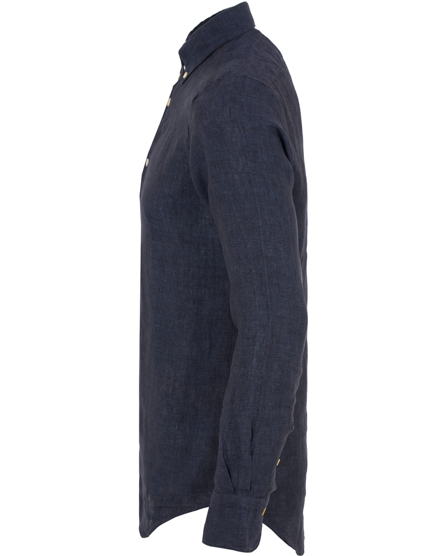 Herre | Skjorter | Finamore Napoli | Miami Popover Linen Shirt Navy