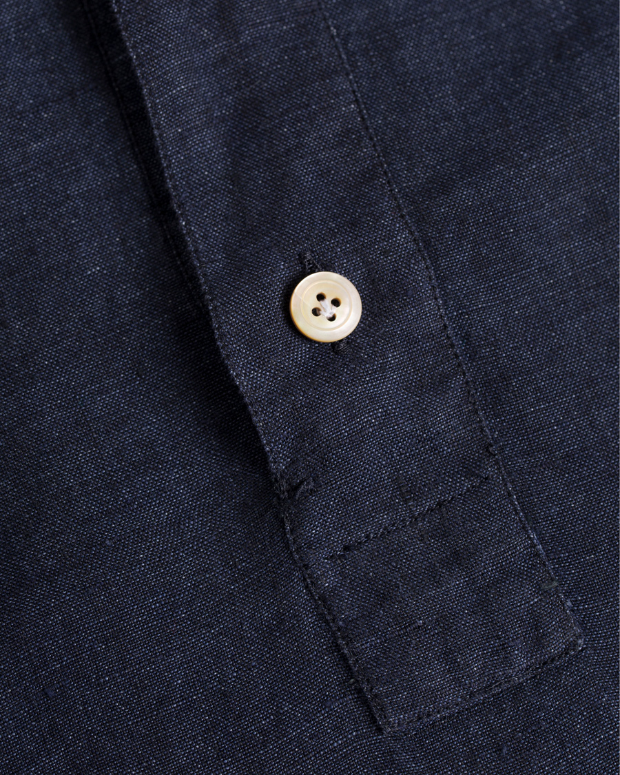 Herre | Skjorter | Finamore Napoli | Miami Popover Linen Shirt Navy