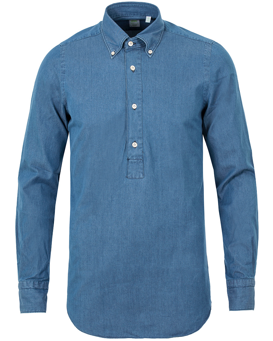Herre | Skjorter | Finamore Napoli | Miami Popover Chambray Shirt Light Blue