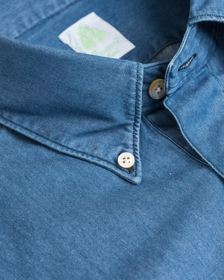 Herre | Skjorter | Finamore Napoli | Miami Popover Chambray Shirt Light Blue