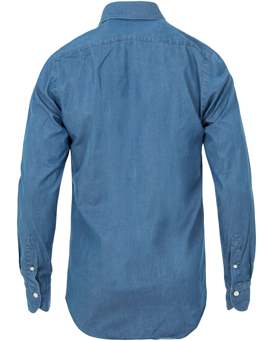 Herre | Skjorter | Finamore Napoli | Miami Popover Chambray Shirt Light Blue