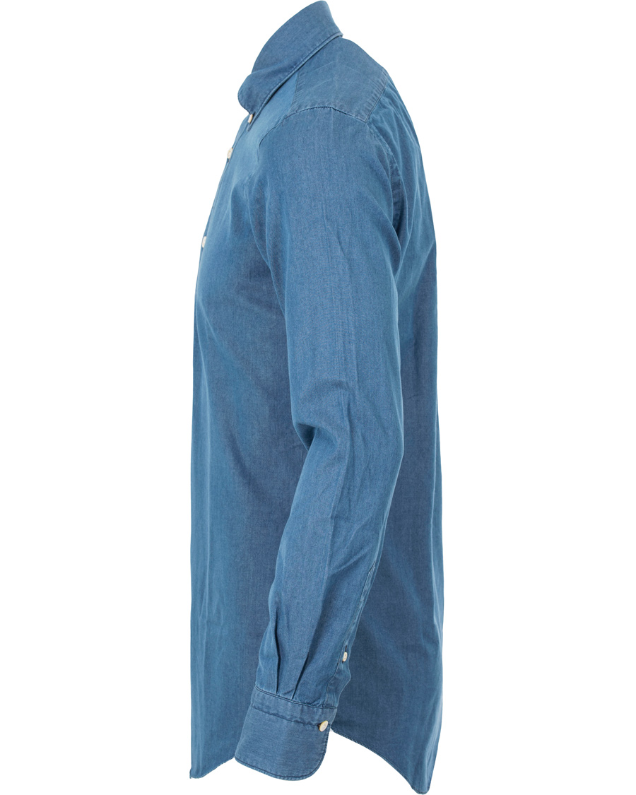 Herre | Skjorter | Finamore Napoli | Miami Popover Chambray Shirt Light Blue