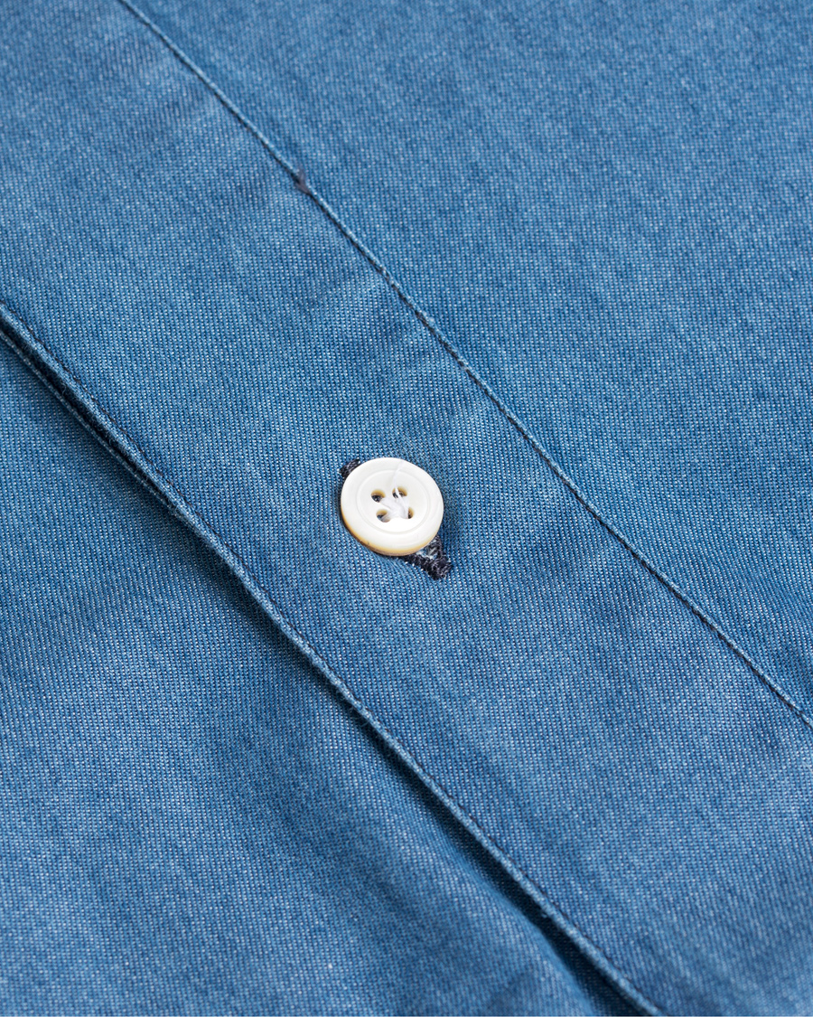 Herre | Skjorter | Finamore Napoli | Miami Popover Chambray Shirt Light Blue